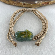 Natural Type A Blueish-Green & Brownish Jadeite Pixiu Bracelet Focal Charm | Wealth Guardian & Asset Protection Talisman (6.69g | 21.1 x 10.2 x 11.2mm) - Huangs Jadeite and Jewelry Pte Ltd