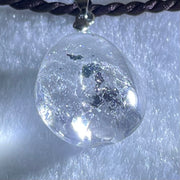 Natural Clear Quartz with Black Tourmaline Teardrop Charm with S925 Sliver Clasps in String Necklace 8.92g 24.4 by 17.9 by 14.5mm - Huangs Jadeite and Jewelry Pte Ltd