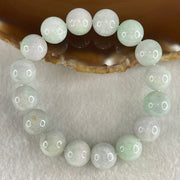Type A Light Green with Slight Light Lavender Jadeite Beads Bracelet 48.08g 15cm 12.2mm 16 Beads - Huangs Jadeite and Jewelry Pte Ltd