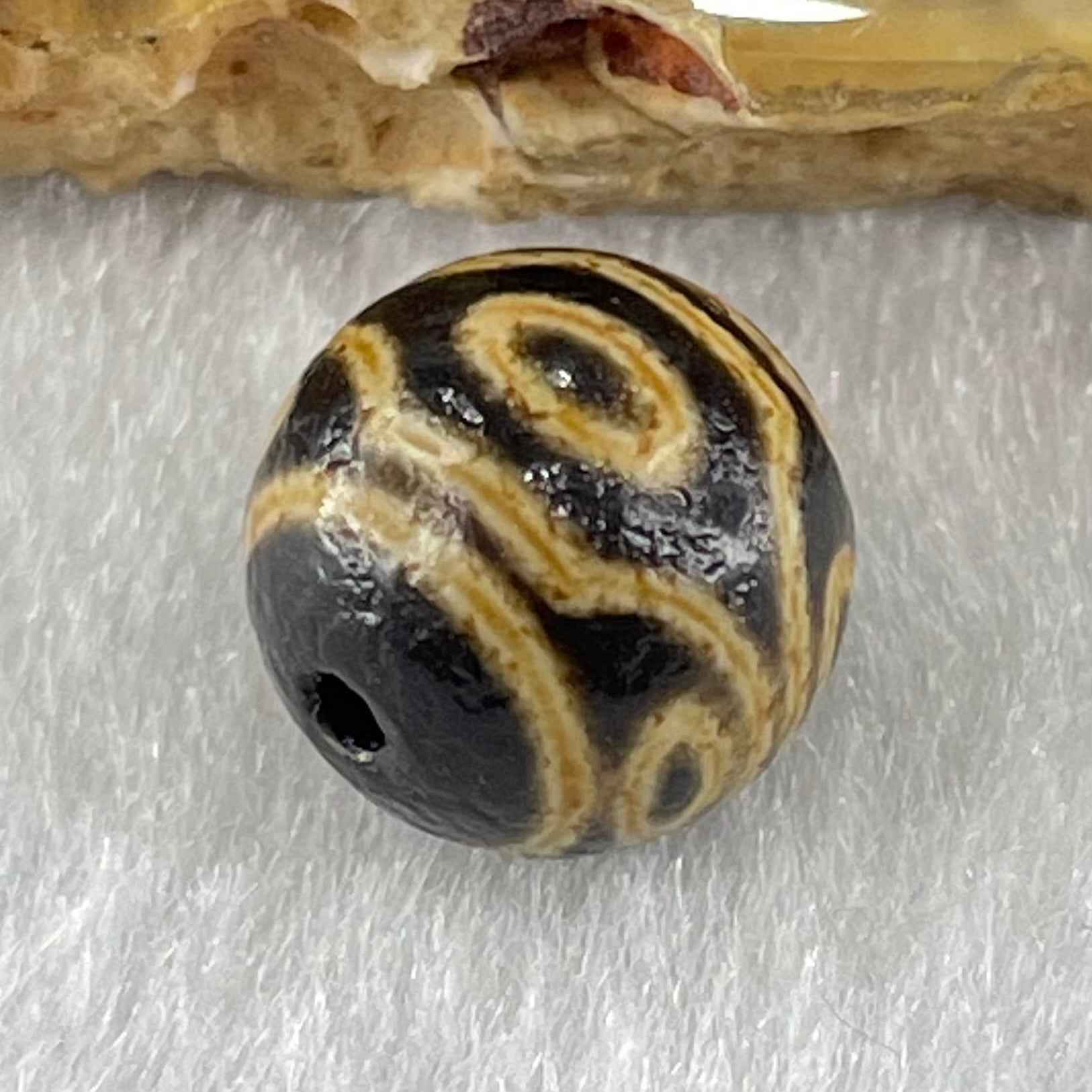Natural Powerful Tibetan Old Oily Agate 6 Eyes Dzi Bead Heavenly Master (Tian Zhu) 六眼天诛 1.46g 10.3 by 10.4mm - Huangs Jadeite and Jewelry Pte Ltd