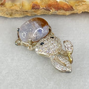 Rare Natural Blue Dumortierite Rutilated Quartz in S925 Sliver Rabbit Pendant 2.44g 10.0 by 7.3 by 5.0mm - Huangs Jadeite and Jewelry Pte Ltd