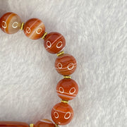 Natural Carnelian Agate Beads Bracelet 40.57g 19cm 36.6 by 10.6mm, 10.6mm 1 Pcs, 6.4mm 14 Beads - Huangs Jadeite and Jewelry Pte Ltd