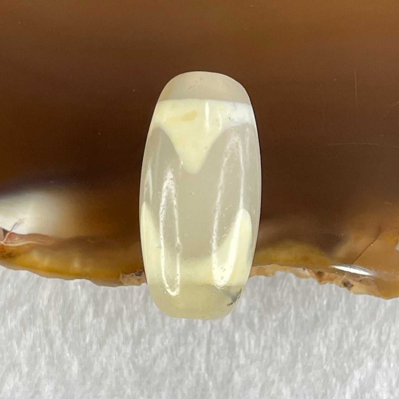 Natural Powerful Tibetan Old Oily Agate Tiger Tooth Daluo Dzi Bead Heavenly Master (Tian Zhu) 虎呀天诛 2.68g 20.1 by 9.8mm - Huangs Jadeite and Jewelry Pte Ltd