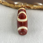 Natural Powerful Tibetan Old Oily Red White Agate One Eye Gold Metal Element Dzi Bead Heavenly Master (Tian Zhu) 一眼金天珠 9.71g 37.8 by 13.0mm - Huangs Jadeite and Jewelry Pte Ltd