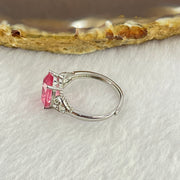 Pink Cubic Zirconia with Crystals in PT950 Plated Sliver Ring (Adjustable Size) 1.95g 9.7 by 7.8 by 5.2mm - Huangs Jadeite and Jewelry Pte Ltd