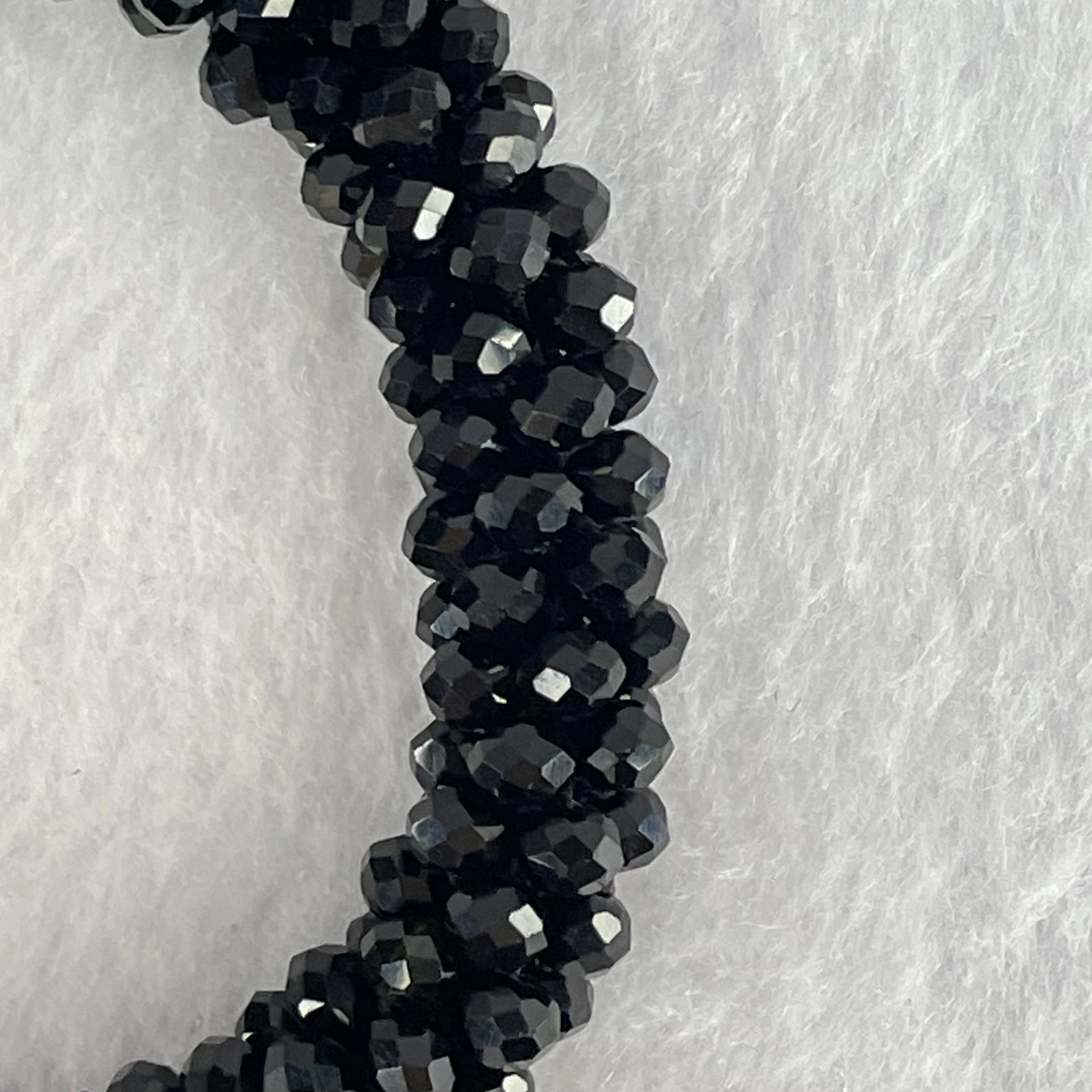Black Crystal Mini Beads Bracelet 20.99g 15.5cm 9.6mm - Huangs Jadeite and Jewelry Pte Ltd