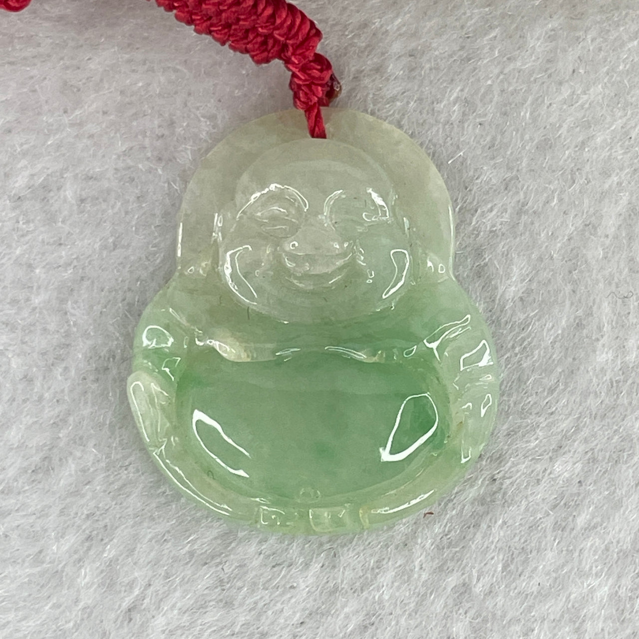 Natural Type A Green Jadeite Milo Buddha Pendant  – Untreated Grade A Jade 3.99g 23.8 by 20.2 by 4.2mm