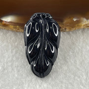 Type A Opaque Black Omphacite Leaf Pendant Charm 5.60g 31.5 by 18.0 by 5.7mm - Huangs Jadeite and Jewelry Pte Ltd