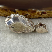 Type A Natural Old Mine Green Jadeite Cabochon 15.6 by 11.3 by 4.0m Stone for Setting 17.72g (On Silver Pendant Mold) - Huangs Jadeite and Jewelry Pte Ltd