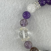 Natural Amethyst with Clear Quartz, Onyx, Copper Rutilated Beads with Charms Bracelet 32.57g 17cm 9.8mm-12Beads 12.7mm-4Beads - Huangs Jadeite and Jewelry Pte Ltd