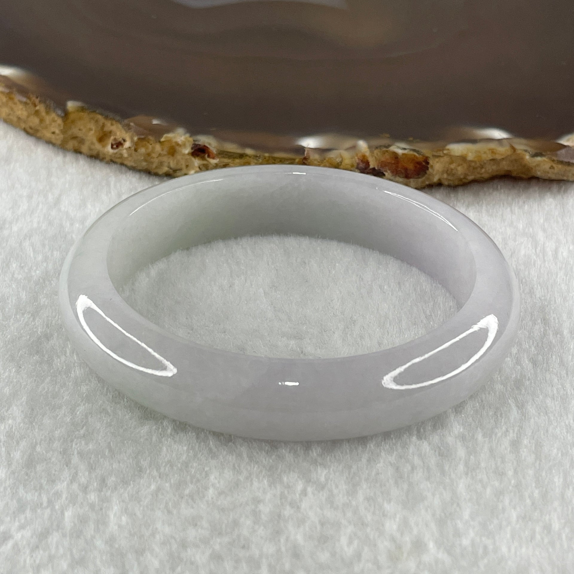 Type A Natural Jelly Lavender Light Green Jadeite Oval Bangle 41.51g Inner Diameter 52.7mm 11.8 by 7.4mm (Very Slight Internal Lines) - Huangs Jadeite and Jewelry Pte Ltd
