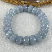 High Grade Type A Full Intense Blueish Lavender Jadeite Lotus Flower Beads Bracelet 33.91g 14cm 10.7mm 24pcs - Huangs Jadeite and Jewelry Pte Ltd