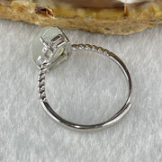 Type A Semi Icy Faint Lavender Tear Drop Shape Cabochon Jadeite in S925 Sliver Ring (Adjustable Size) 2.21g 12.4 by 7.4 by 5.0mm - Huangs Jadeite and Jewelry Pte Ltd
