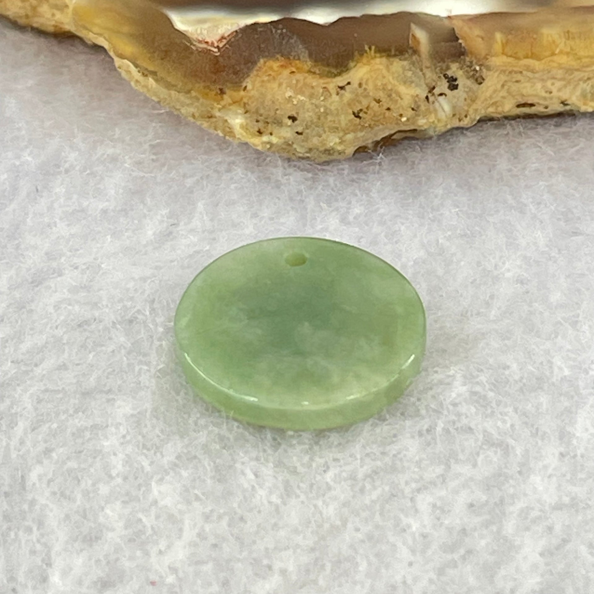 Type A Blueish Green Jadeite Mini Round Wu Shi Pai Pendant 1.34g 14.9 by 2.4mm - Huangs Jadeite and Jewelry Pte Ltd
