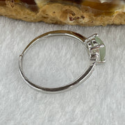 Natural Type A Semi Icy Faint Green Jadeite Oval Shape Cabouchon in S925 Silver Ring (Adjustable Size) 1.22g 7.2 by 5.0 by 2.0mm - Huangs Jadeite and Jewelry Pte Ltd