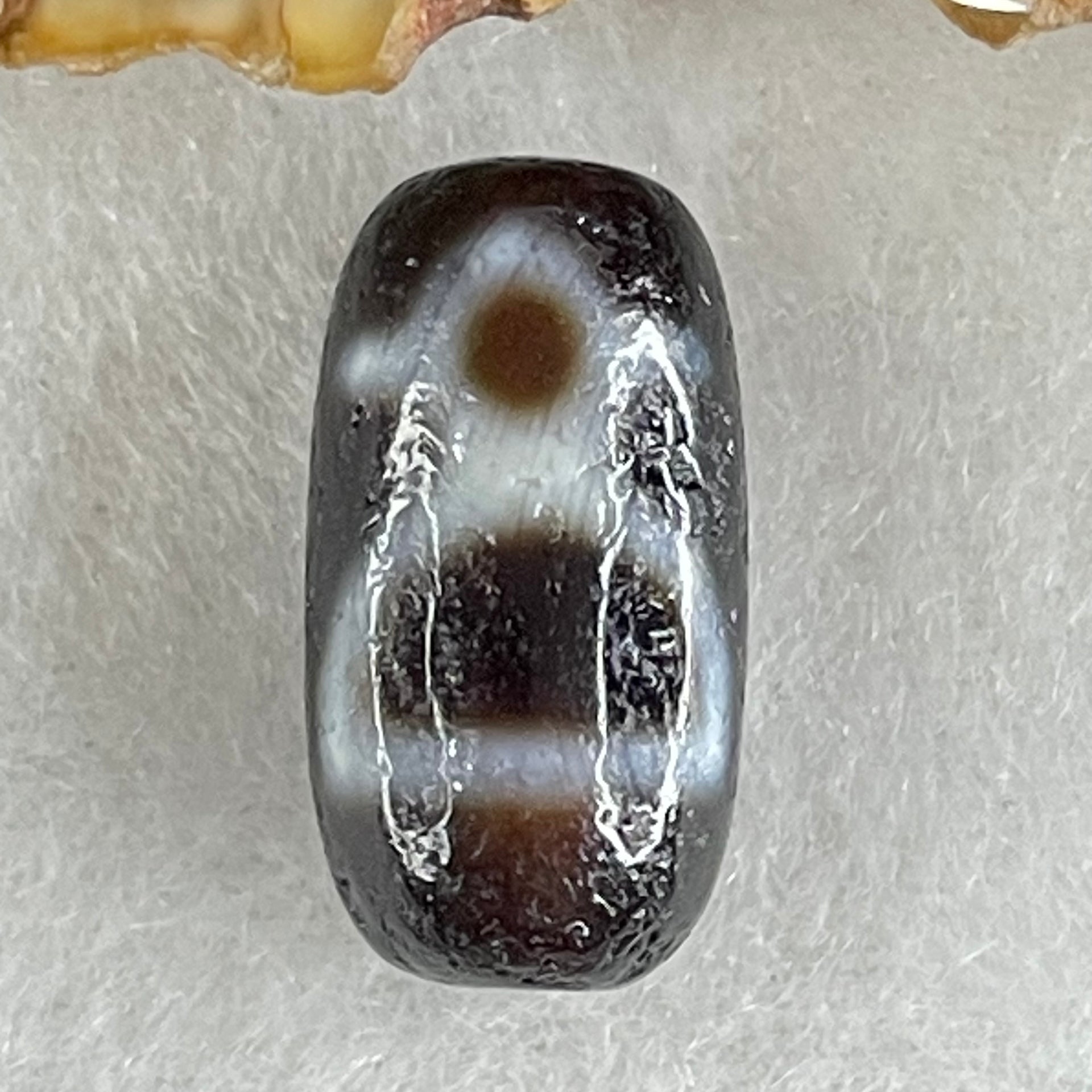 Natural Powerful Tibetan Old Oily Agate 2 Cai Shen Dzi Bead Heavenly Master (Tian Zhu) 2.85g 18.6 by 10.0mm - Huangs Jadeite and Jewelry Pte Ltd