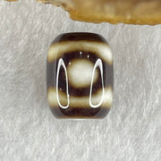 Natural Powerful Tibetan Old Oily Dark Brown with White Agate 3 Eyes Dzi Bead Heavenly Master (Tian Zhu) 三眼天诛 2.87g 13.7 by 11.0mm - Huangs Jadeite and Jewelry Pte Ltd