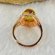 Natural Yellow Amber in S925 Rose Gold Color Ring 2.45g 13.0 by 8.7 by 6.0mm - Huangs Jadeite and Jewelry Pte Ltd