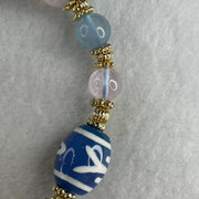 Natural Powerful Tibetan Old Oily Agate Patina Guiren Tairen Human Dzi Bead with Agate Beads Bracelet 22.98g 17cm 15.6 by 12.4mm 3 Dzi Beads - Huangs Jadeite and Jewelry Pte Ltd