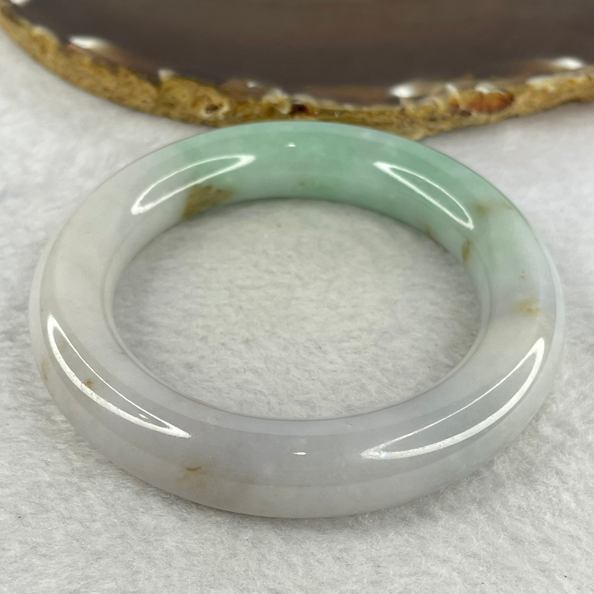 Type A Light Lavender And Green with Brown Patches 89.25g 13.4 by 12.6 by 55.3mm (Very Fine Lines) - Huangs Jadeite and Jewelry Pte Ltd