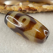 Natural Powerful Tibetan Old Oily Agate 3 Eyes Dzi Bead Heavenly Master (Tian Zhu) 三眼天诛 9.46g 30.0 by 14.3mm - Huangs Jadeite and Jewelry Pte Ltd
