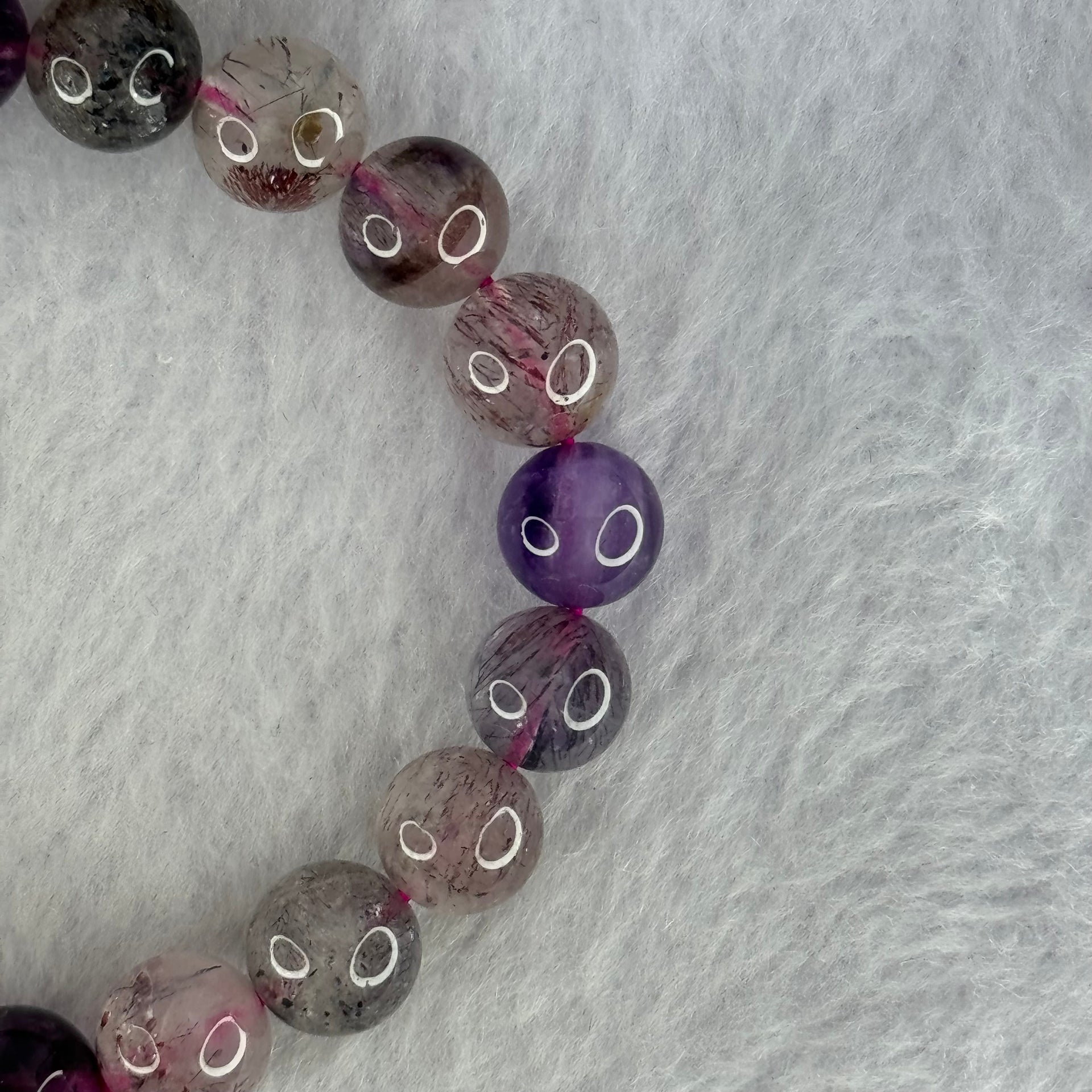 Natural Super 7 Beads Bracelet 25.69g 16.5cm 10.0mm 20 Beads - Huangs Jadeite and Jewelry Pte Ltd