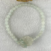 Special Type A Semi Icy Light Blueish Green Jadeite with Male Pixiu Charm Bracelet 5.61g 16cm 5.4mm 32 Beads 22.4 by 11.4 by 11.8mm 1pcs - Huangs Jadeite and Jewelry Pte Ltd