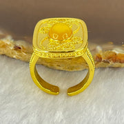 Natural Butterscotch with Yellow Amber in  Sliver Gold Color Ring (Adjustable Size) 7.50g 10.2 by 6.9 by 3.5mm - Huangs Jadeite and Jewelry Pte Ltd