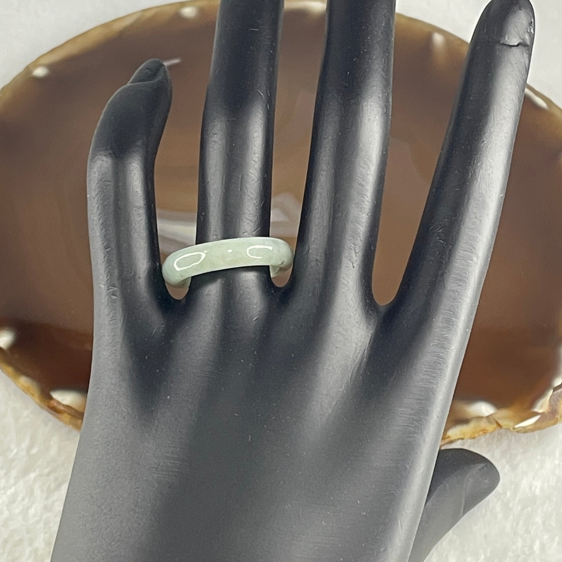 Natural Type A Faint Green with Green Jadeite Ring 3.03g 5.1 by 3.3mm US 8 HK 17.5 - Huangs Jadeite and Jewelry Pte Ltd