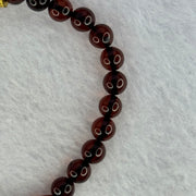 Natural Dark Red Blood Amber Beads Bracelet 天然血珀手链 4.85g 15.5cm 6.3mm 28 Beads - Huangs Jadeite and Jewelry Pte Ltd