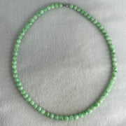 Good Grade Type A Apple Green with Emerald Green Piao Hua Jadeite Beads Necklace 55.48g 54cm 7.1 to 8.2mm 73 Beads - Huangs Jadeite and Jewelry Pte Ltd