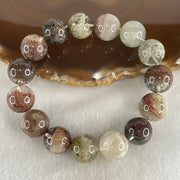 Above Average Grade Natural Red White Green Phantom Quartz Beads Bracelet 60.35g 17cm 14.8mm 15 Beads - Huangs Jadeite and Jewelry Pte Ltd