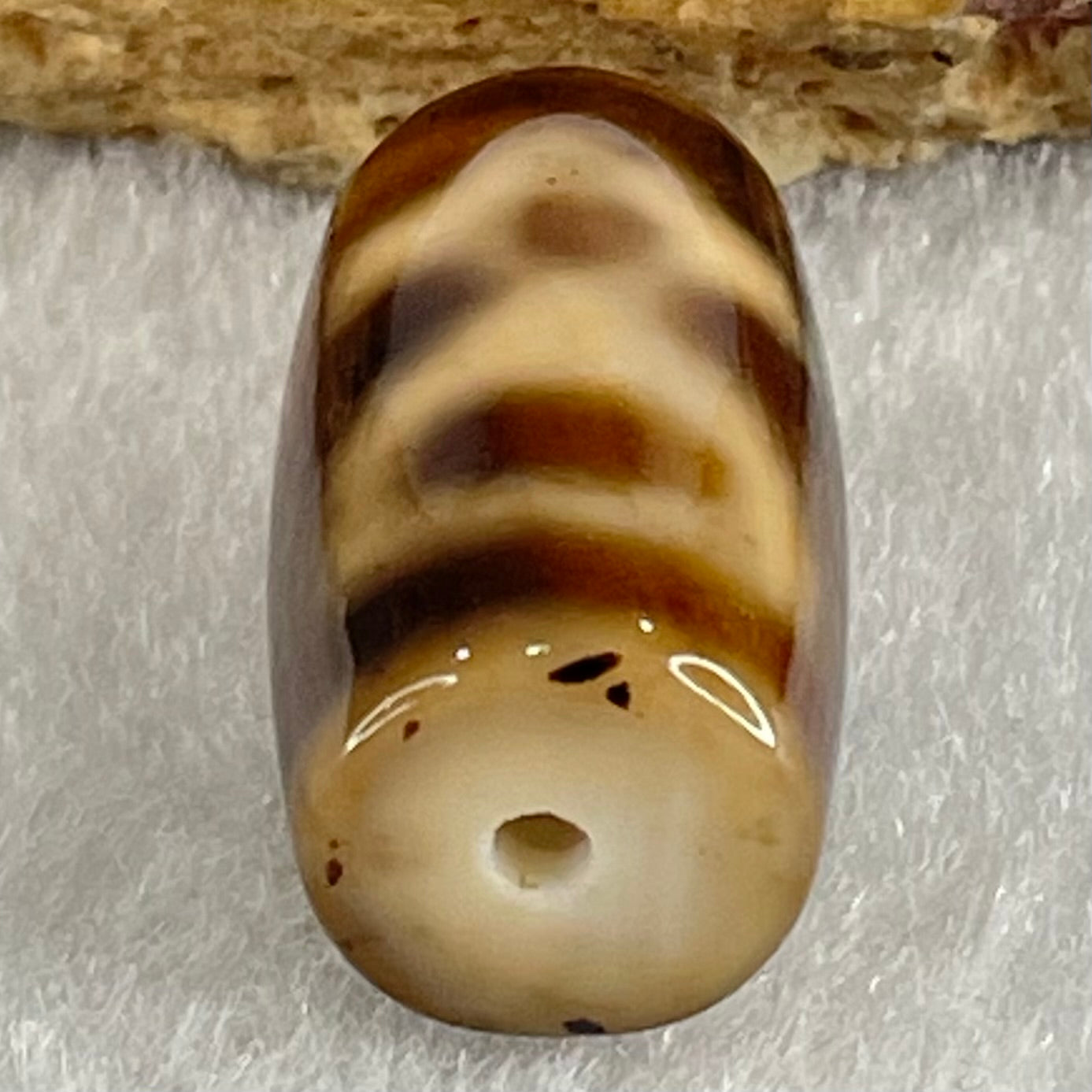 Natural Powerful Tibetan Old Oily Agate Double Cai Shen Dzi Bead Heavenly Master (Tian Zhu) 双财神长天珠 4.89g 19.8 by 11.9mm - Huangs Jadeite and Jewelry Pte Ltd