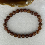 Natural Copper Rutilated Quartz Beads Bracelet 銅髮晶手镯 16.11g 16cm 7.9mm 28 Beads - Huangs Jadeite and Jewelry Pte Ltd