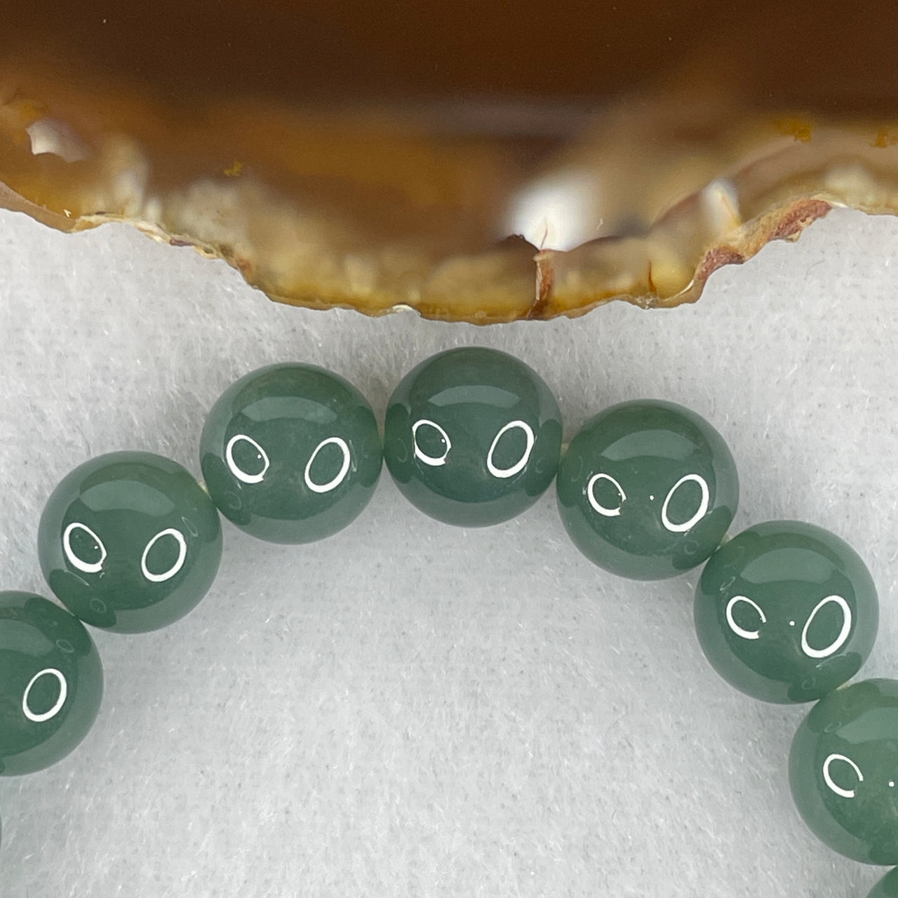 Natural Type A Blueish Green Jadeite Beads Bracelet | 16cm Classic 9.8mm Round Jade Bead Luxury Manifestation Bracelet (32.46g, 20 Beads)