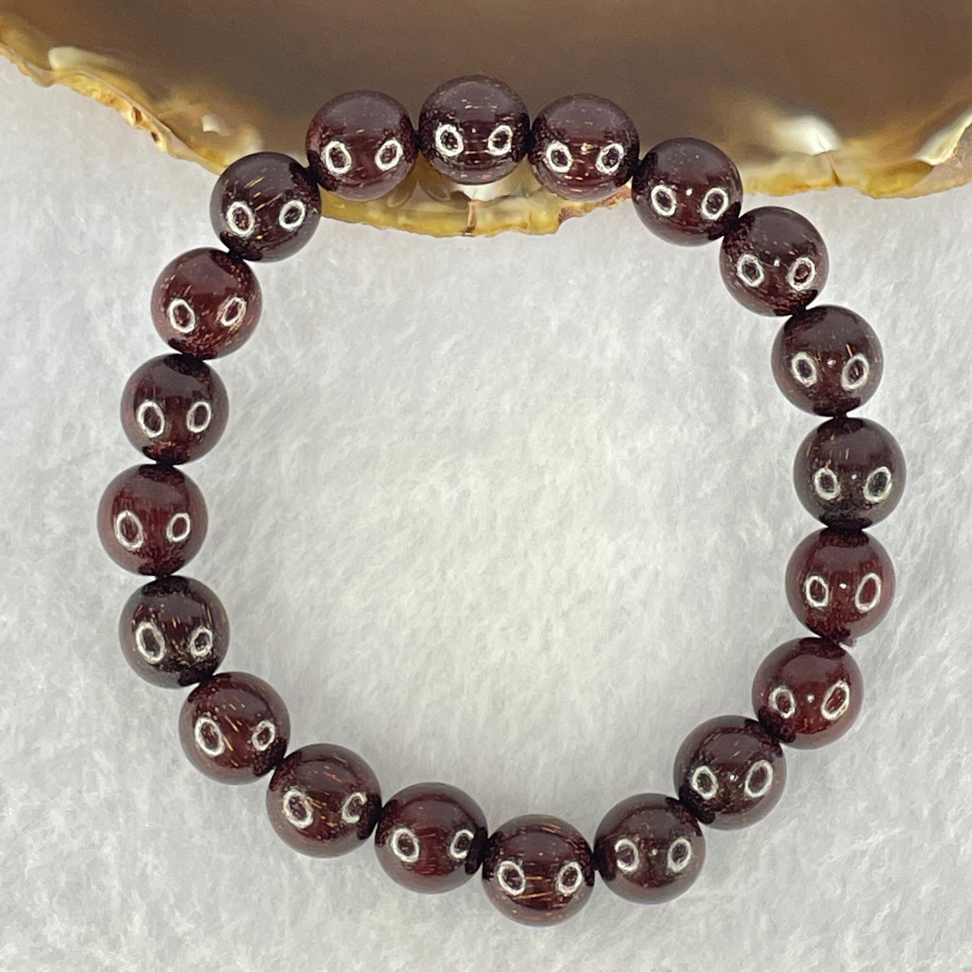Natural Blood Rosewood Beads Bracelet 天然血檀手链 11.51g 18.5cm 10.5mm 20 Beads - Huangs Jadeite and Jewelry Pte Ltd