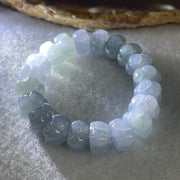 Certified High Grade Type A Full Intense Blueish Lavender Jadeite Lotus Flower Beads Bracelet 28.10g 11cm 10.7mm 20 Beads - Huangs Jadeite and Jewelry Pte Ltd