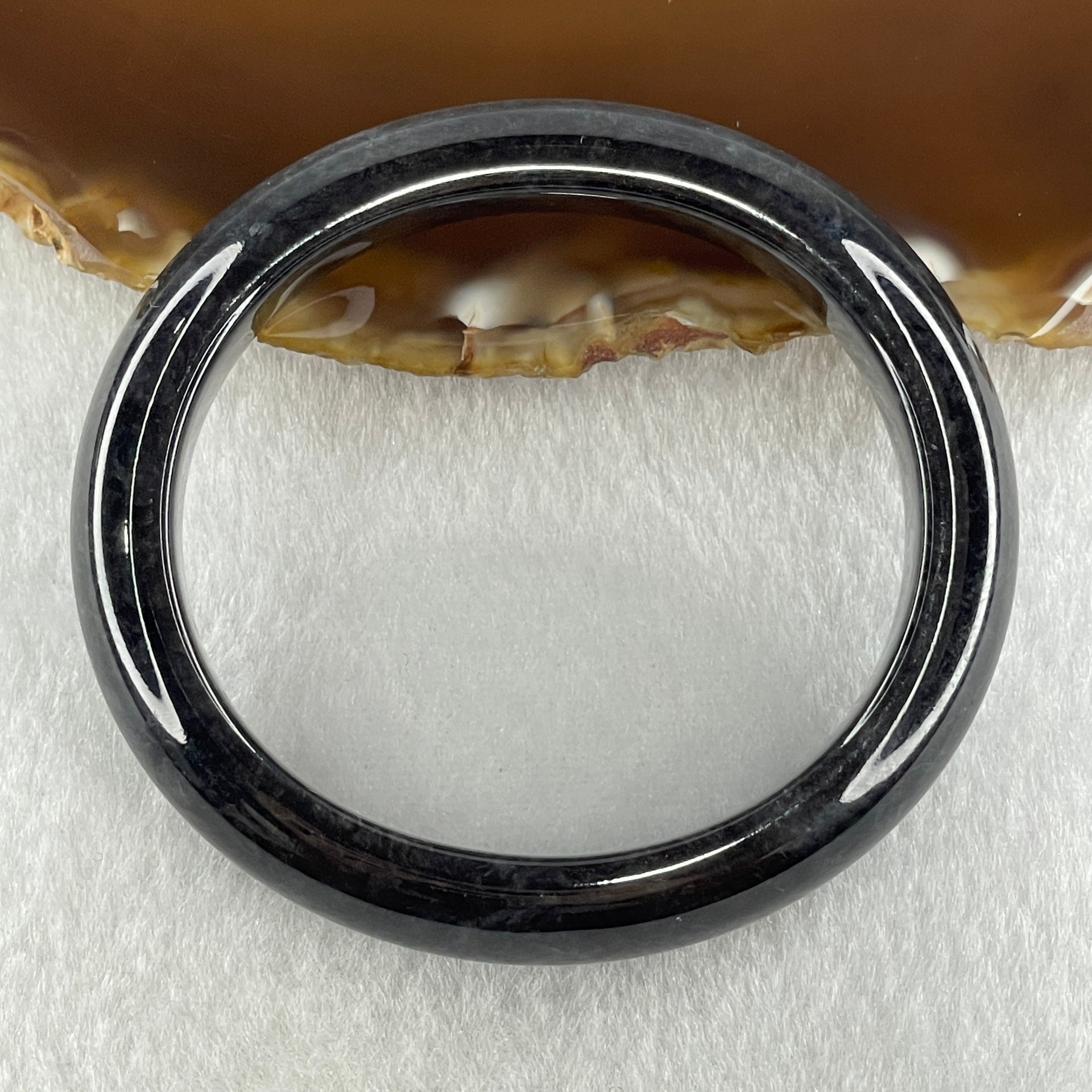 Natural Type A Opaque Wuji Black Jadeite Bangle 47.08g Inner Diameter 50.9mm 12.7 by 7.8mm (No Visible Line) - Huangs Jadeite and Jewelry Pte Ltd
