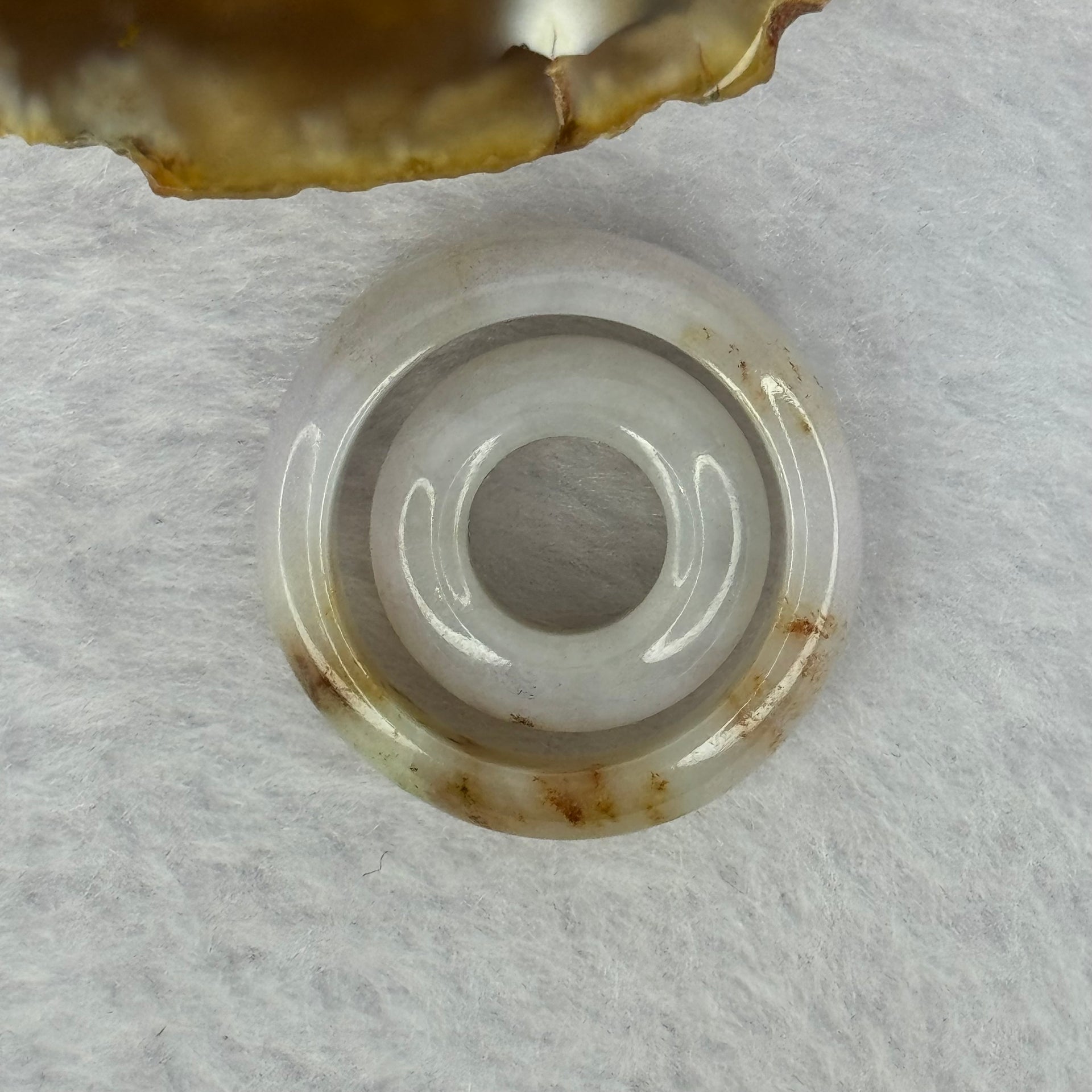 Type A Lavender with Brown and Green Patches Jadeite Ring 6.8 by 3.4mm with Mini Donut Ping An Kou 7.9mm by 4.2mm Total 7.13g US8.25 HK18.5 - Huangs Jadeite and Jewelry Pte Ltd