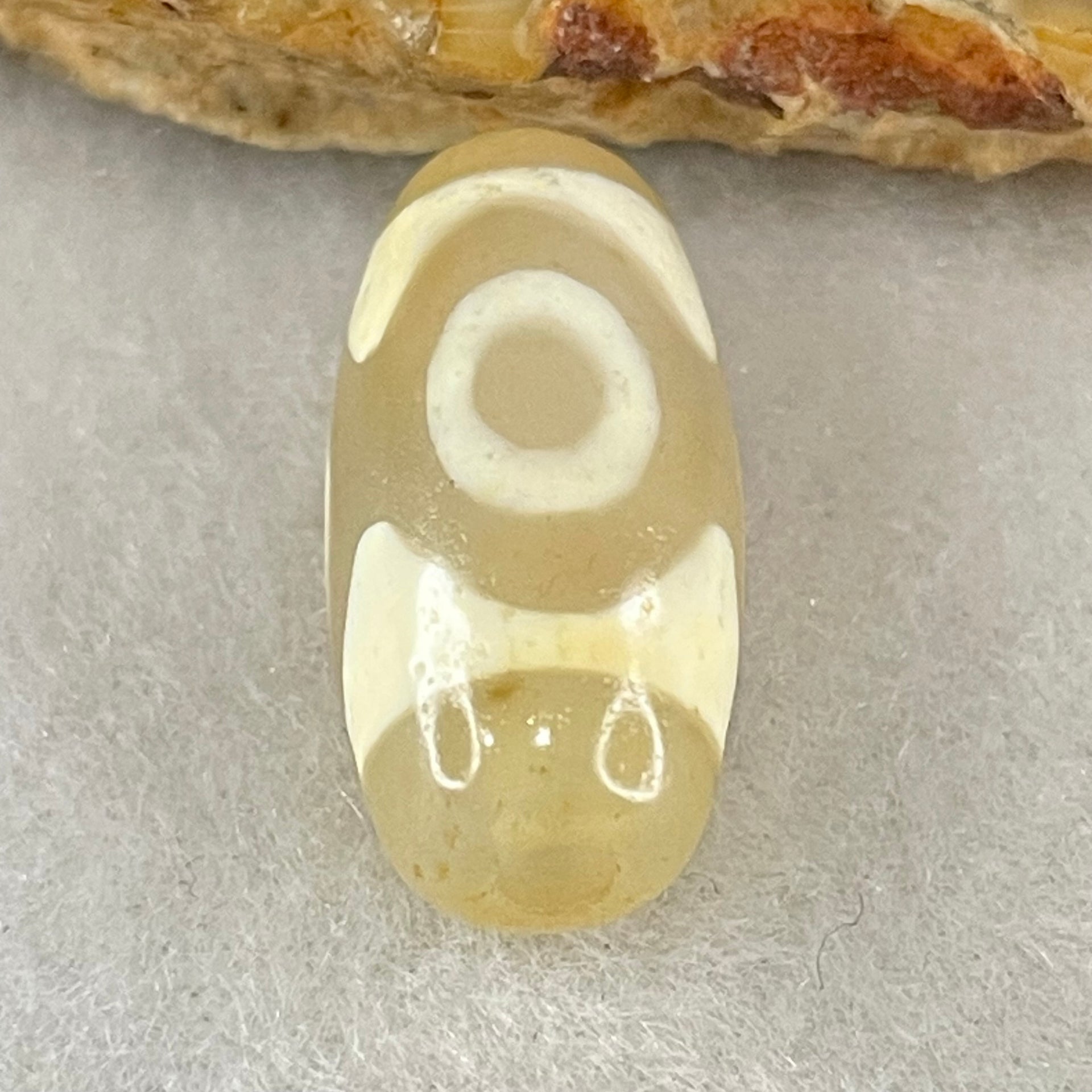 Natural Powerful Tibetan Old Oily Agate 3 Eyes Dzi Bead Heavenly Master (Tian Zhu) 三眼天诛 2.71g 20.1 by 9.8mm - Huangs Jadeite and Jewelry Pte Ltd