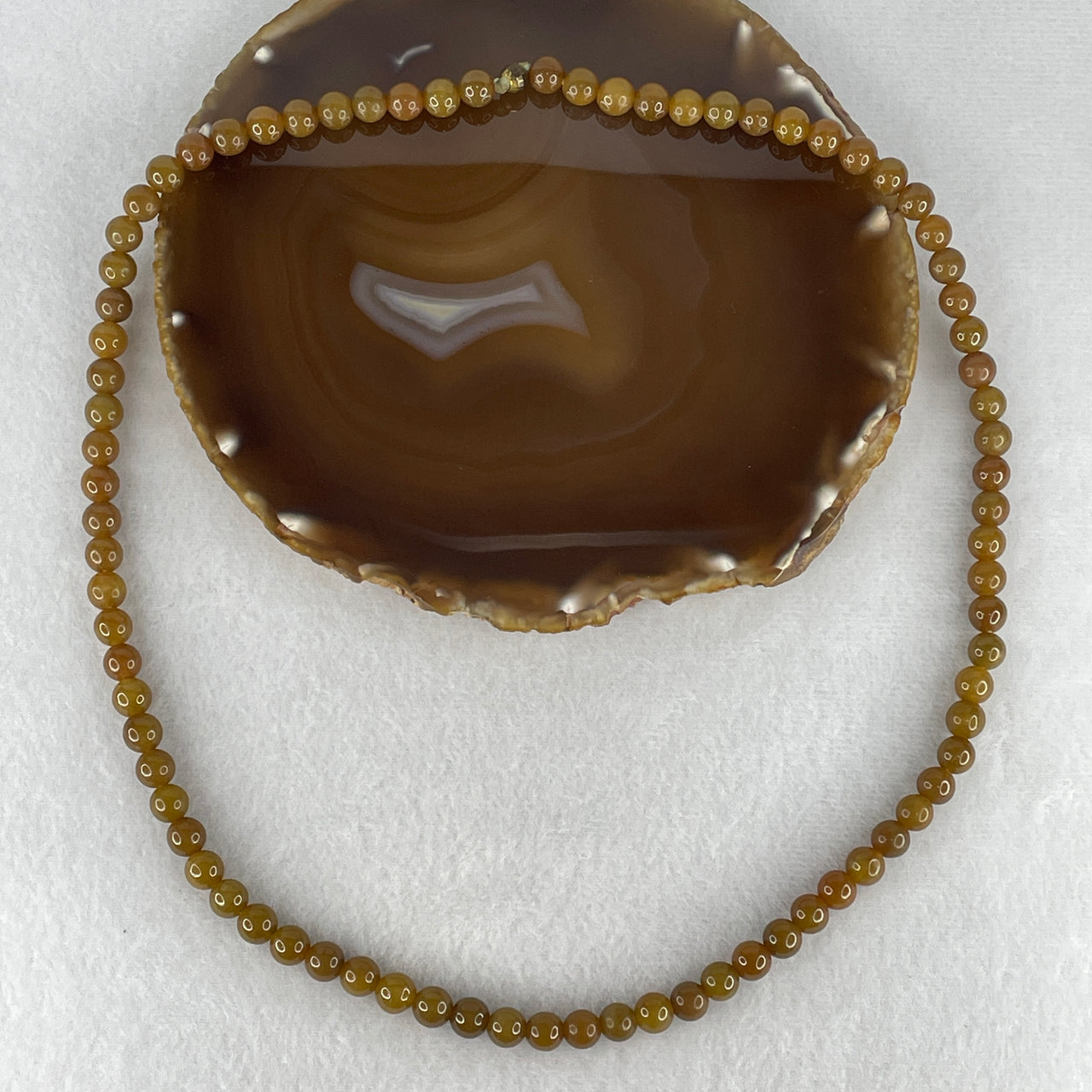 Certified Type A Brown Jadeite Opera-Length Necklace | Rich Earth-Core Terracotta Beads | 81-Bead Sovereign Alignment (64.51g | 7.9mm | 60cm) Bruned