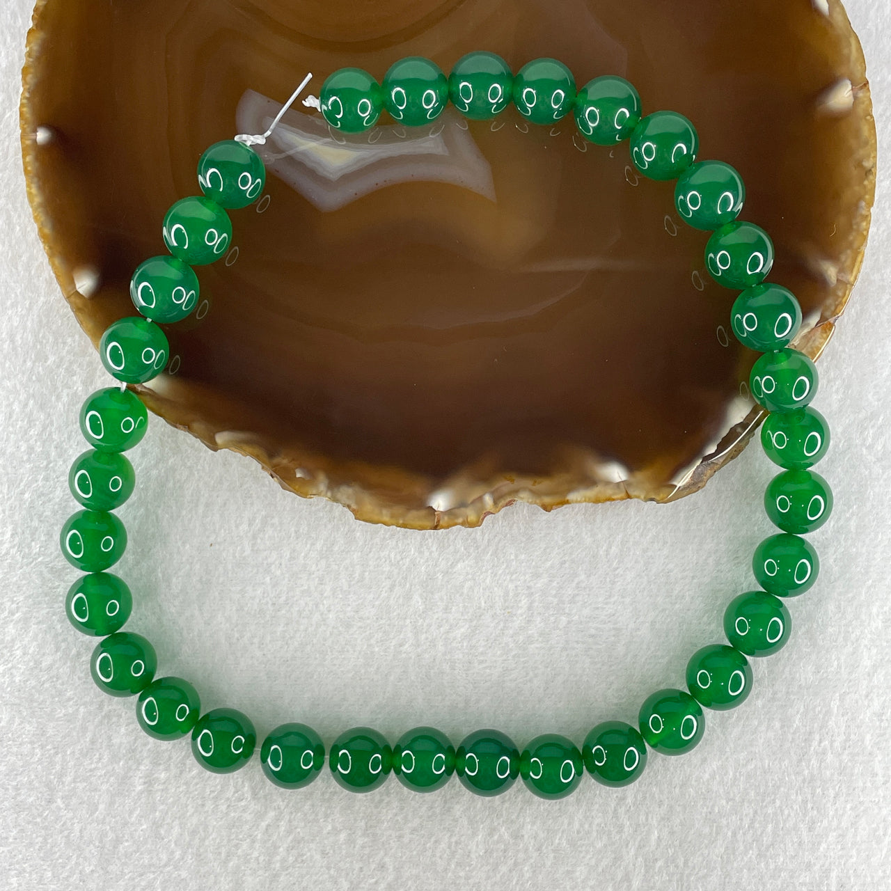 Certified Natural Green Agate Chalcedony Beads Loose Beads for Bracelet 78.94g 39cm 12.2mm 33 Beads