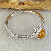 Type A Red Cabochon Jadeite in S925 Sliver Ring (Adjustable Size) 1.42g 4.5 by 3.2mm - Huangs Jadeite and Jewelry Pte Ltd