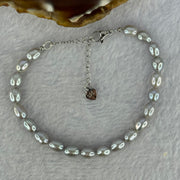 Natural Grey Pearl in S925 Sliver Bracelet 天然灰珍珠925银手链 8.01g 14cm 5.6mm 21 Beads - Huangs Jadeite and Jewelry Pte Ltd