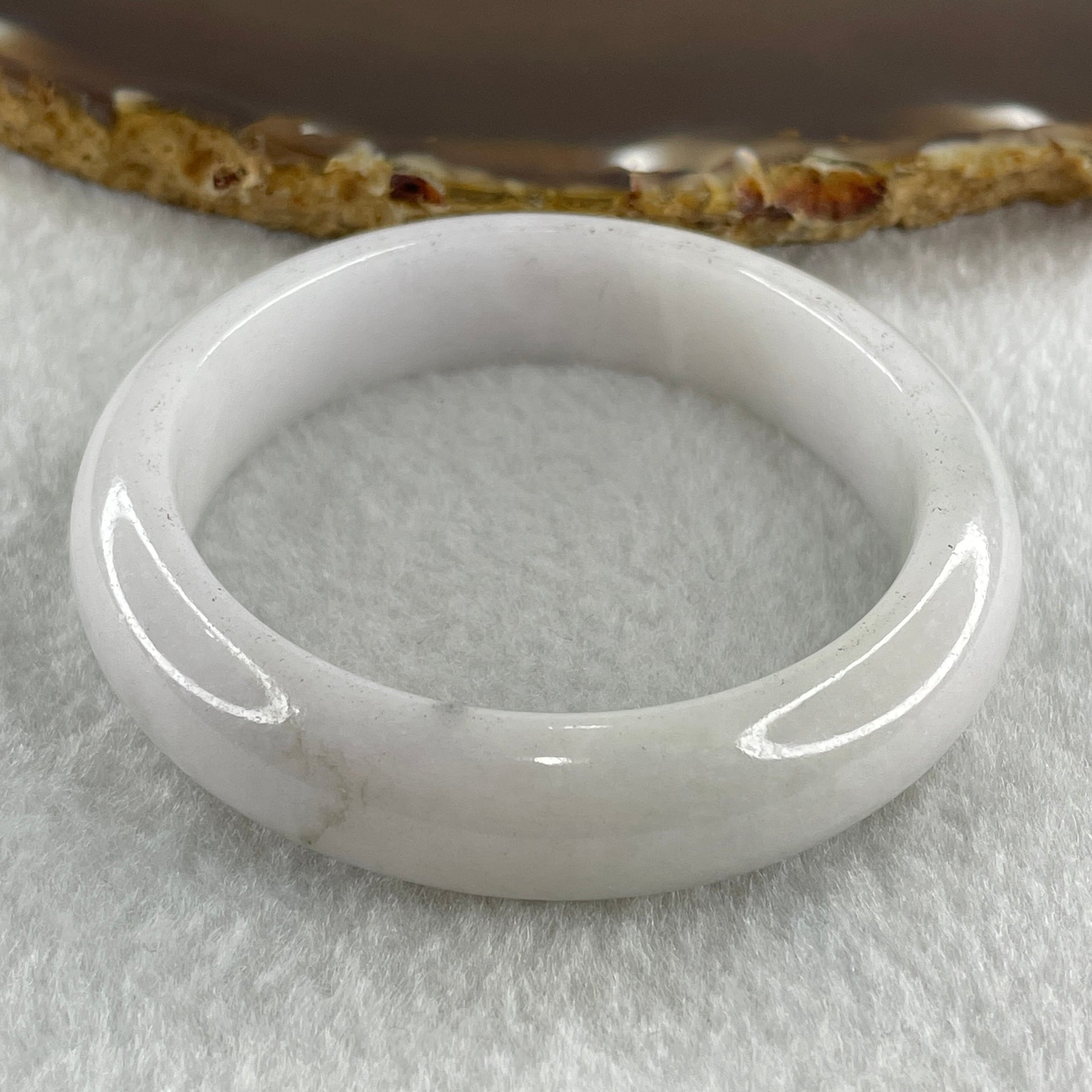 Type A Natural White to Faint Lavender Faint Green Jadeite Bangle 48.50g Inner Diameter 49.8mm 13.2 by 7.8mm (Very Slight Internal Lines) - Huangs Jadeite and Jewelry Pte Ltd