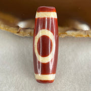 Natural Powerful Tibetan Old Oily Red White Agate One Eye Wood Element Dzi Bead Heavenly Master (Tian Zhu) 一眼木元素天珠 9.65g 37.5 by 12.9mm - Huangs Jadeite and Jewelry Pte Ltd