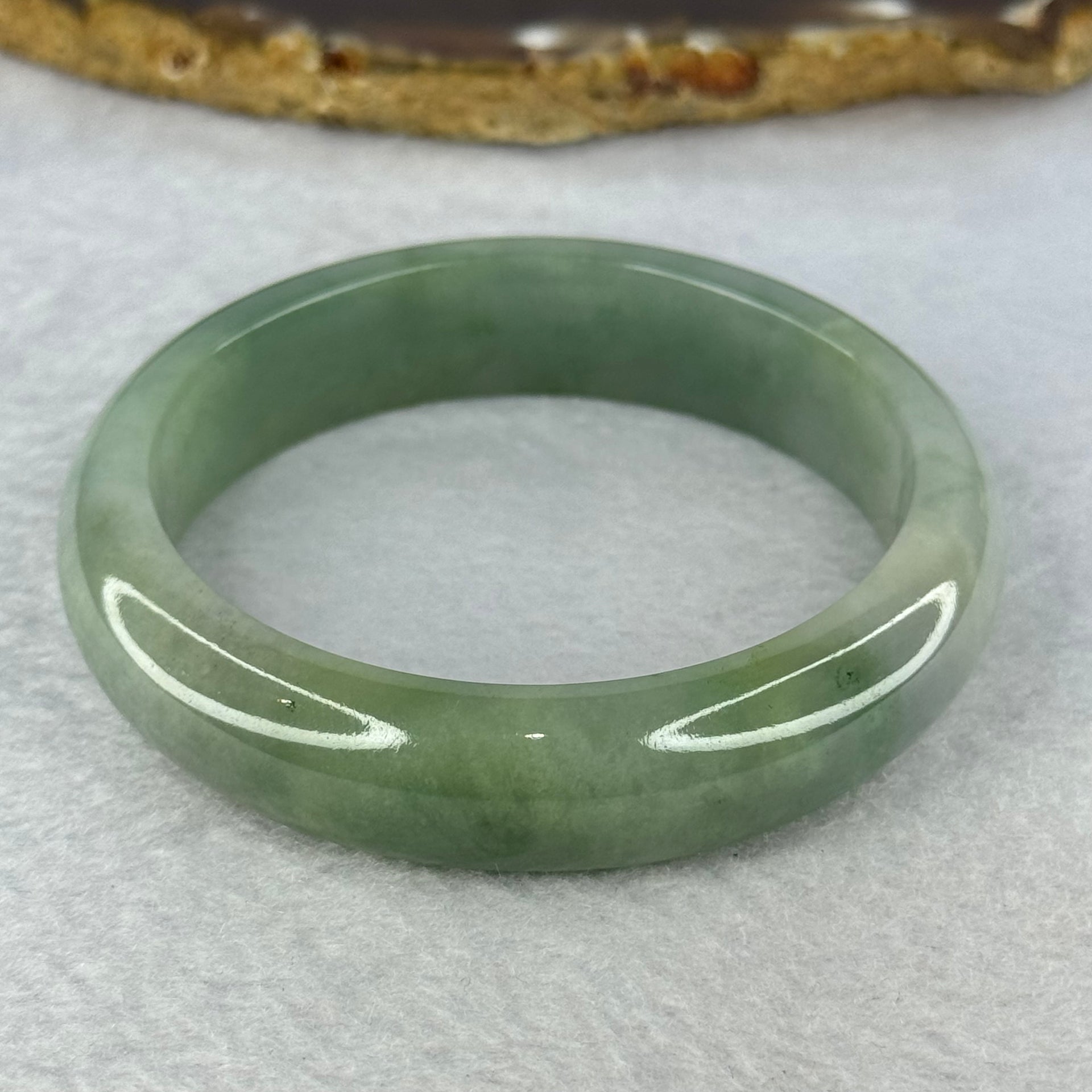 Type A Green with Lavender and Yellow Jadeite Bangle Internal Diameter 55.3mm 59.32g 13.7 by 8.2mm (Very Fine Internal Line) - Huangs Jadeite and Jewelry Pte Ltd