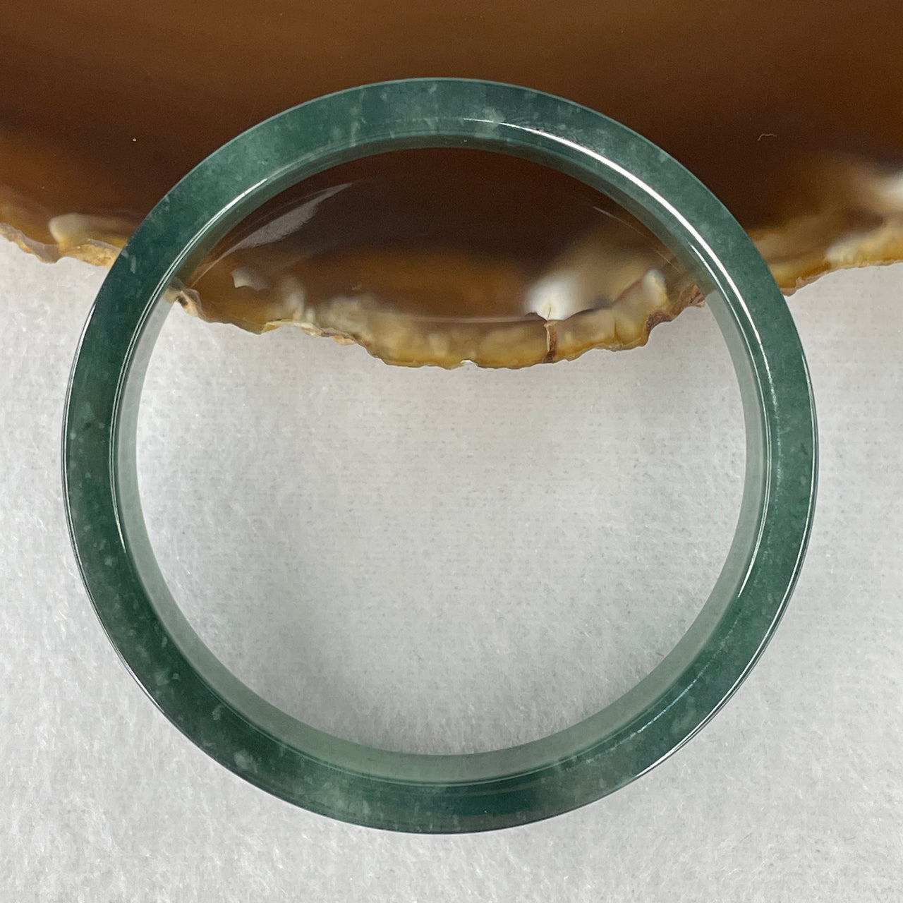 Certified Natural Type A Icy Blueish-Green Jadeite Flat Round Bangle | Classic Sleek Flat-Inner Silhouette | "Glacial Horizon" Serenity & Auric Protection Bangle (32.68g 12.6x4.8mm | 51.3mm | Close to Perfect)