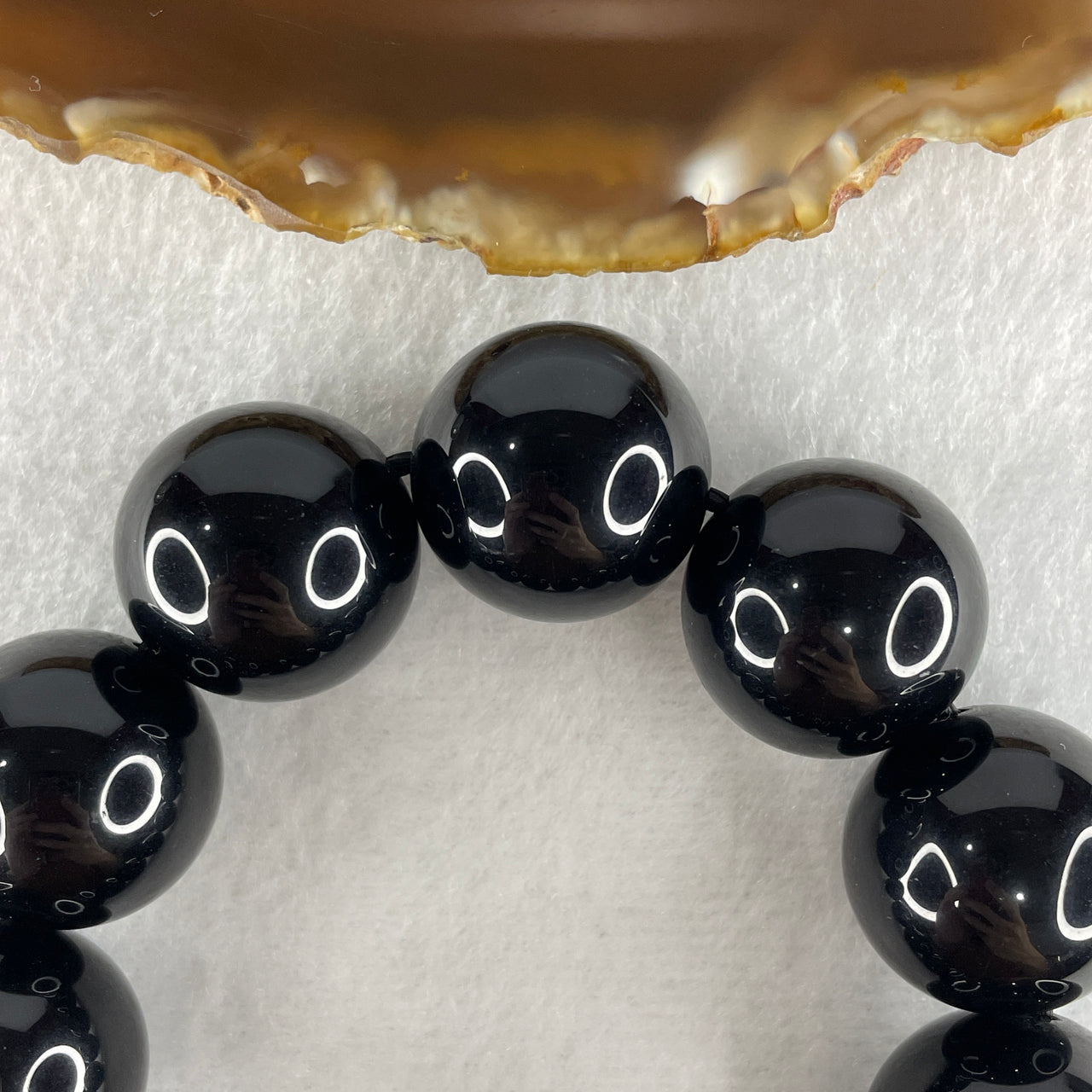 Natural Black Moldavite Meteorite Crystal Beads Bracelet 114.72g 16cm 20.4mm 11 Beads