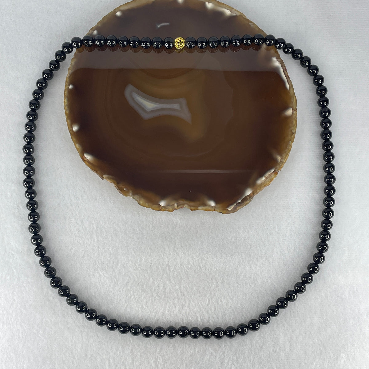 Certified Type A Opaque Black Omphacite Jadeite Beads Necklace | 7.8mm Natural Black Jade Long Continuous Protection Mala & Prayer Strand (73.63g | 64cm | 87 Beads)